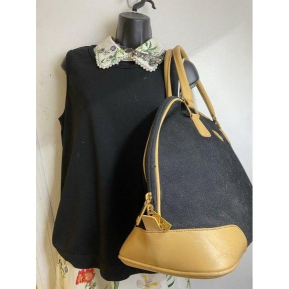 DVF xl black beige fabric weekend travel bag - Picture 8 of 12